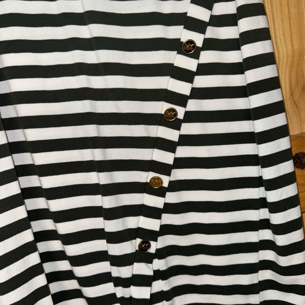 Michael Kors Asymmetrical Striped Dress in green and White - Picture 2 of 5